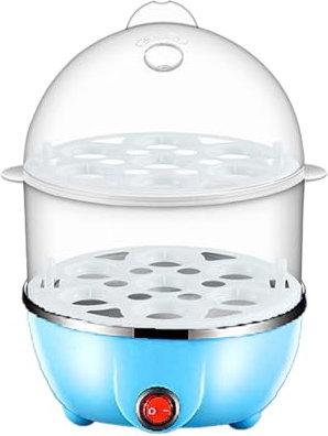 Piccoli elettrodomestici cuociuova doppia colazione macchina in acciaio inox multifunzione cottura a vapore bracconiere (blu, M)
