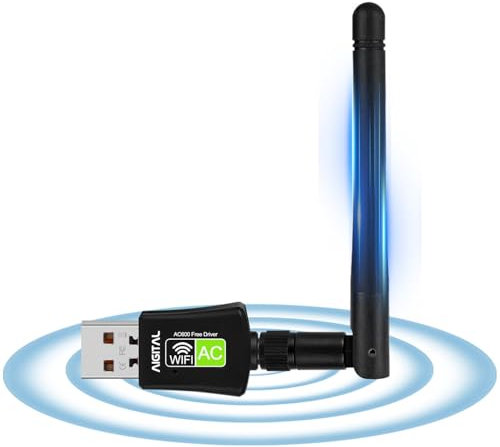 Chiavetta Wifi 600Mbps, Driver Gratuito, Adattatore di Rete Dual Band 2.4G/5.8GHz, Antenna Wifi USB, Ricevitore WiFi Dongle Scheda per PC fisso, Portatile, Compatibile con Windows 11/10/7/XP