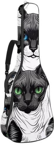 Bunte nahtlose gepolsterte Gitarrentasche mit Blumenmuster für Akustikgitarre, Gigbag für E-Bass, Konzertgitarre, Mehrfarbig 04, 42.9x16.9x4.7 in, Lässiger Tagesrucksack