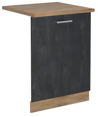 Vicco Pannello frontale della lavastoviglie R-Line, Calcestruzzo nero, 60 cm, PL Rovere