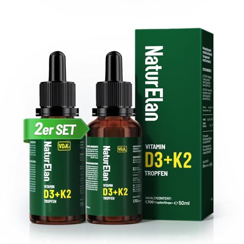 Vitamin D3 K2 hochdosiert Tropfen - 100ml, 1000 I.E. pro Tropfen | vegetarisch, ohne Zusätze, Laborgeprüft