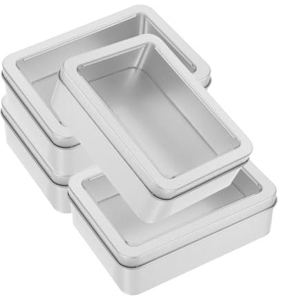 Mobestech 4 Scatole Di Rettangolari Con Coperchi E Finestra Eleganti Contenitori Per Biscotti E Snack