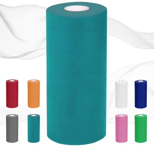 Tylltyg 30 cm x 92 m, tyllrulle, organza-tyg metervara, tyllband röd/vit – för bordskjol bröllop bildekoration, gör-det-själv-hantverk, bordslöpare spets, festdekoration (turkos)