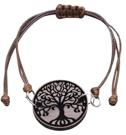 Pila Stone träarmband graverat med livsträd | Träarmband med livets trädmotiv | valnöt massivt trä armband naturligt | trendvänskapsarmband | glidande knut, Mittelgroße, Trä, Ingen ädelsten