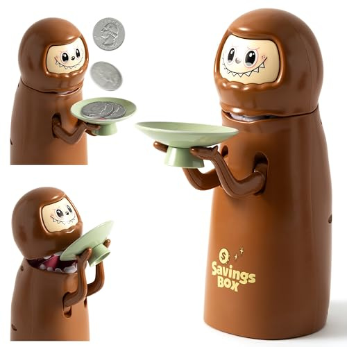 Wood Homing Kinder Cartoon Spardose - Kawaii Anime Sparschwein Automatische Schluckmünzen mit Spuckgeräusch Niedliche digitale Spardose für Jungen Mädchen Erwachsene Geburtstag Zimmer Dekoration