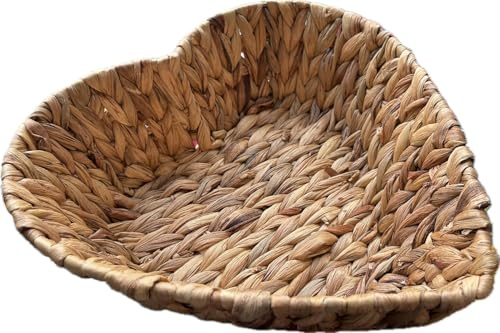 Cesto regalo a forma di cuore in giacinto d'acqua, colore naturale, con materiale di riempimento di carta rossa e pellicola regalo, ideale per Natale, San Valentino, matrimonio o cesti regalo