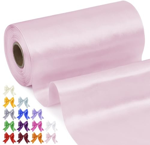 Uiopa Geschenkband Breit 20cm x 20m Satinband Rosa Schleifenband Polyester Stoffband Deko Satin Band für Geschenkverpackungen, Hochzeiten, Stuhlschärpen, DIY-Handwerk