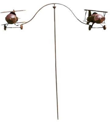 Stylish Metal Aeroplane Garden Wind Spinner on Stake – Unique Outdoor Decor & Great Gift Idea with Whimsical Motion – Durable Design Adds Charm to Lawn, Porch, or Flower Bed