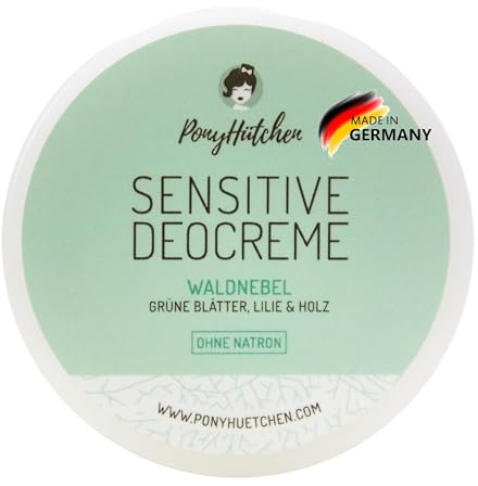 PonyHütchen - sensitive Deocreme ohne Natron - Feste Deo Creme natronfrei vegan, ohne Alu & Tierversuche - Unisex Antitranspirant Naturkosmetik made in Germany - ideal im Handgepäck - Waldnebel