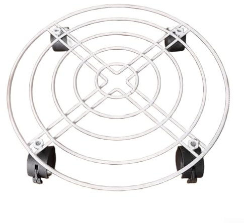 1 Packung Pflanzen-Caddy mit Rädern, 27 cm, rund, Metall, Topfwagen, strapazierfähig, beweglich, für drinnen und draußen, Weiß