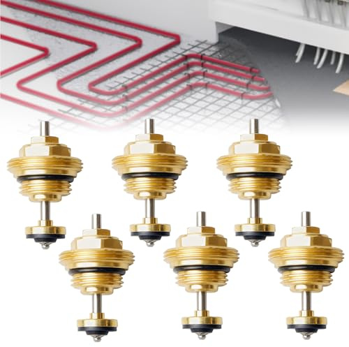 6 Stück Fußbodenheizungskrümmer M30 X 1,5 Mm, G1/2 Messing Rücklaufbolzen Ventileinsatz, Vernickelte Ventilkern Ufh Stellantrieb, Wasserverteiler Für Fußbodenheizungskreisläufe