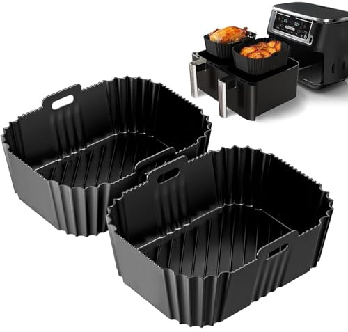 2 Paquet Moule Silicone Air Fryer pour Ninja Double Stack XL Friteuse Sans Huile SL400EU, Moule Air Fryer Réutilisable, Accessoire Air Fryer pour Ninja Foodi AF400EU AF300EU Double Stack SL400EU 9.5L