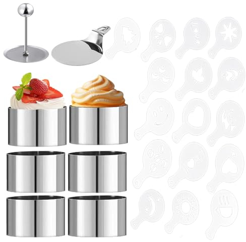 Zorplex 6 Pièces Cercle a Patisserie 8cm, Emporte Piece Rond, Cercle a Tarte en Acier Inoxydable, Bagues à Gâteau pour Mousse, Cake, Dessert (6)