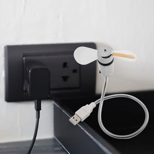 Niceminiwall Ventilatore USB con display a LED, ventilatore da scrivania portatile con tubo flessibile in metallo e direzione regolabile per casa, ufficio, viaggi, raffreddamento personale alimentato
