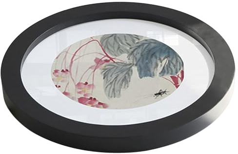 Licsaliwe Runder Bilderrahmen aus Holz, 30, 5 cm, runder Vintage-Fotorahmen für Wanddekoration im Wohnzimmer, Schlafzimmer, Schwarz