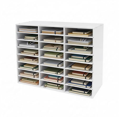 24 fack, litteraturförvaring, dokumentfack, brevfack, arkiverare med justerbara hyllor, skrivbordsfack, förvaringsfack för hem, skola, kontor (73,7 x 30,2 x 59,6 cm)