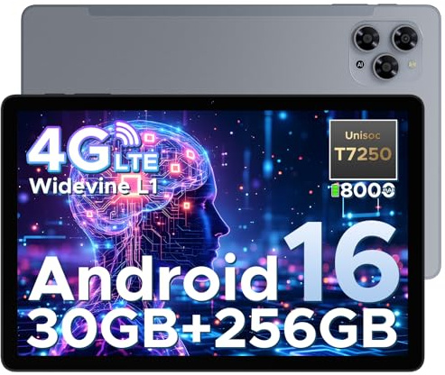 DOOGEETab Tab G6 Android 16 Tablet with Sim Card Slot,11 Inch Tablet with Gemini AI, 30GB+256GB/2TB TF& T7250 Octa Core Android Tablets, 8000 mAh, 90Hz IPS HD, 2 Speakers|Widevine L1|Face ID|GPS, Gray