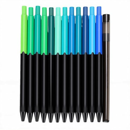 Zunate Set di 12 Matite Colorate con Temperamatite, Matite a Pressione Spesse 3,0 Mm per Scrivere, Disegnare, Fare Schizzi, Toni Verde Blu