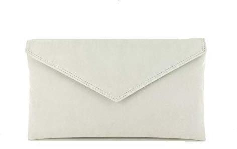 Loni Neat Umschlag Faux Wildleder Clutch Bag/Schultertasche In Sehr hellgrau