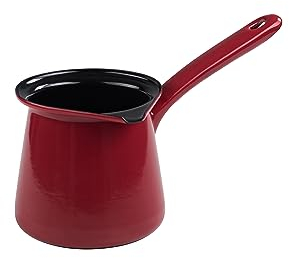 Riess, 0445-020, Kaffeekocher, CLASSIC - COLOR ROT, Durchmesser 11 cm, Inhalt 0.75 Liter, Höhe 10.5 cm, Emaille, rot/schwarz, Induktion