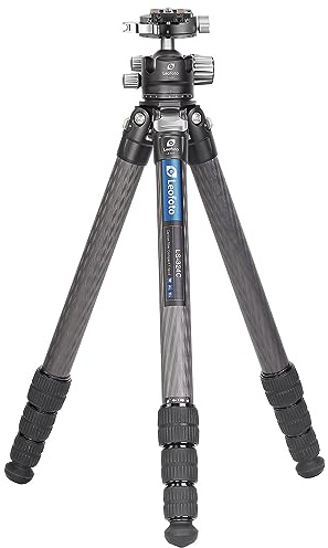 Leofoto - Ranger - Trípode de Carbono con Cabeza de Bola - Sistema Twist-Lock- Patas Ajustables en 3 ángulos - Ideal para fotografía Macro - LS-324C+LH-40PCL
