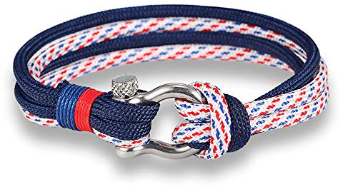 EXINOX armband kvinnor man nautisk ankare, 21 centimeter, Rostfritt stål Nylon