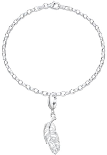 Lily Charmed - Sterling Silver Feather Charm Bracelet