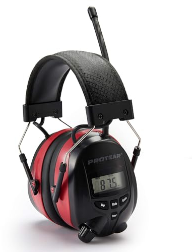 PROTEAR Cuffie Antirumore Bluetooth con radio FM/AM e microfono incorporato, Cuffie protettive contro il rumore perfette per Falciare, Segare, Officina, SNR 30dB