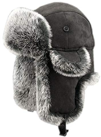 Insun Unisex Fliegermütze Wildleder Winddicht Trappermütze Warme Kunstfell Russische Mütze