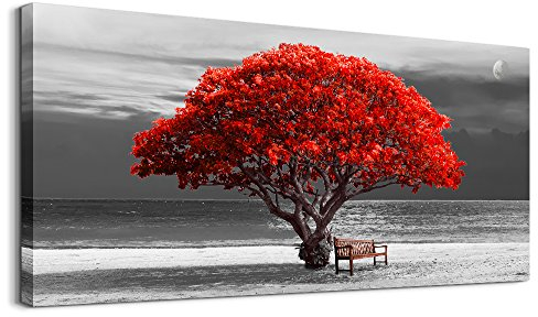 hyidecorart Cuadro Moderno en Lienzo Árbol Rojo,1 Parte Cuadros Arbol De La Vida, Árboles Naturaleza Cuadros Decoracion Salon Dormitorios Comedor Oficina Pasillo Cocina Y Baño
