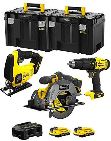STANLEY FatMax Kit SVK302 (Sierra de Calar SFMCS600 + Sierra Circular SFMCS500 + Taldro Percutor SFMCD711 + 2 Baterías de 2,0 Ah + Cargador + TSTAK VI)