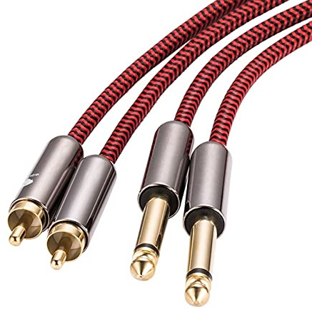 Cavo Audio HiFi Dual 6.35mm a Doppio RCA per Amplificatore con Console di miscelazione 2 * RCA a 2 * 1/4 Cavo schermato con Jack 1m 2m 3m 5m 8m 10m 15m (Length : 150cm)