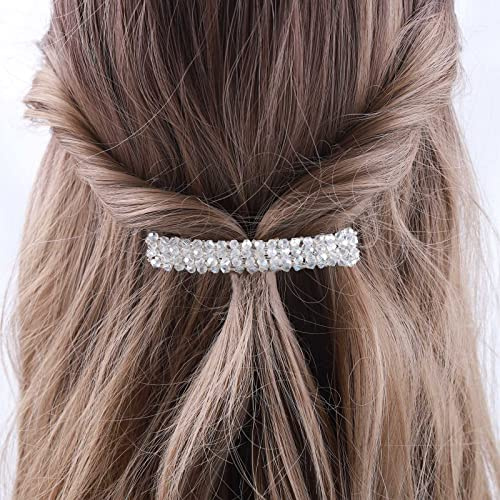 Aneneiceera Kristall Mode Haarspange Haarspange Strass Silber Haarspangen Clips Bling Braut Kopfbedeckung Kopf Clip Kopfschmuck Kristall Braut Haarschmuck für Frauen und Mädchen (Weiß)