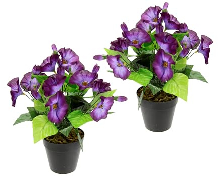 Künstliche Petunien Zierpflanze Glockenblume Kunstpflanze klein Zimmerpflanze Blüten Blumen Kunstblumen Seidenblumen Unechte Deko Gefälschte Topfpflanze Topfblüher Grabgestecke Kunststoffpflanze