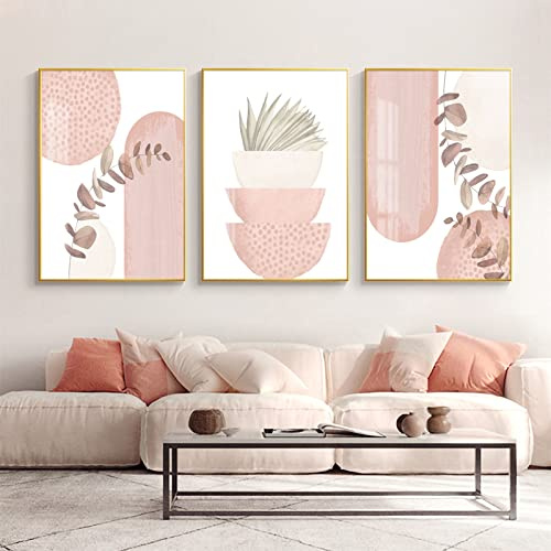 Sarah Duke 3er Abstrakt Poster Set, Rosa Aesthetic Wandbilder Moderne Bilder Leinwandbilder Ohne Rahmen Wandposter Wohnzimmer Schlafzimmer Decor (50x70 cm)