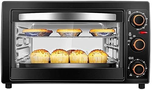 CAZARU Mini Four électrique 25L avec contrôle de température de précision 0-230°C et minuterie 0-60min Petit Four Multifonction Double Couche 1300W Noir Code Produit : LXJ-18