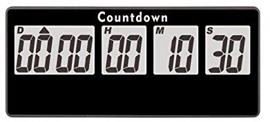 NInE-ROnG Ruhestand Countdown Timer, 9999 Tage Digital LCD (schwarz) | Hochzeit, Geburtstag, Abschluss, Projekttermine, 60-Sekunden-Signal, Hochzählen nach Null, Pause, Tisch und Kühlschrank