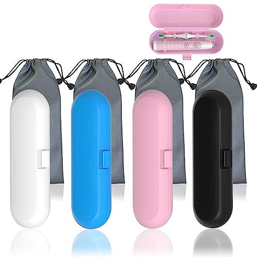 SXCCNW Elektrische Zahnbürstenbox, 4 Stück Reiseetui Elektrische Zahnbürste | Elektrische Zahnbürsten Etui für Familie Reisen Outdoor Camping Schule(Schwarz Rosa Blau Weiss)