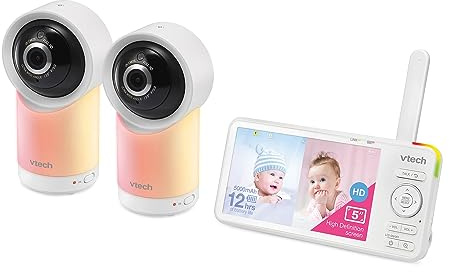 VTech Smart Wi-Fi 1080p 2-Camera 360°-Pan-and-Tilt Video Baby Monitor System with 5-in. Display, Night-Light, and Remote Access, RM5766-2HD