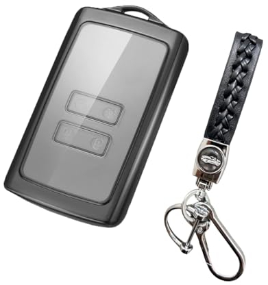 MEDZUK Car Key Cover Compatible with Dacia Duster 2 2017-2023 2024 TPU Key Fob Cover, Key Case Protection Accessories with Keychain (Black)