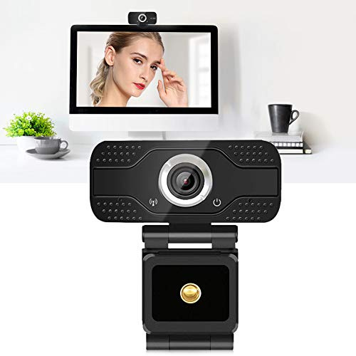 KIMISS Webcam para pc ABS engrosada plástico Webcam 1080P Cámara de computadora de escritorio USB en línea clase Webcam con micrófono negro