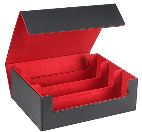 Dropfree 1800+ Kartendeck-HüLle für Sammelkarten, Kartenbox Sammelkarten-Aufbewahrungsboxen Magnetische Karten-Aufbewahrungsbox, Oben Seitlich Ladbare Deck-HüLle, Spielkarten-Box, Schwarz + Rot