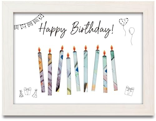 Geldgeschenke Happy Birthday, Geldgeschenke Verpackung Geldgeschenke Geburtstag, Kreativ Geld verschenken & verpacken Lustig Geburtstagsgeschenk Geldgeschenk Bilderrahmen für Kinder, Männer, Frauen