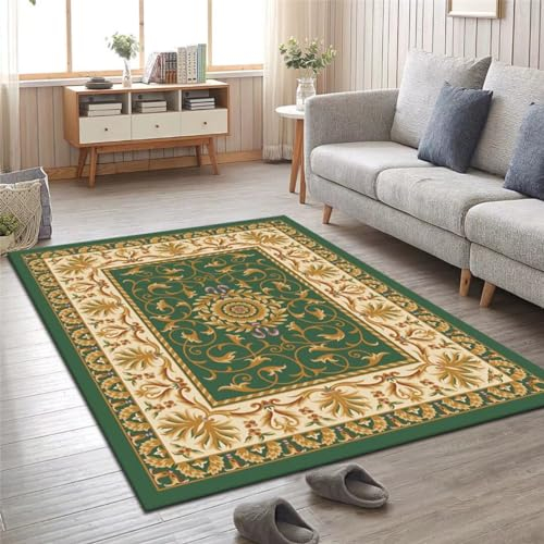 Kunsen 80X160CM Teppiche Wohnzimmer Kurzer Samt im Retro-Stil, schmutzabweisend, rutschfest, waschbar Flokati Teppich Grün Gartenteppich Jugendzimmer Jungen