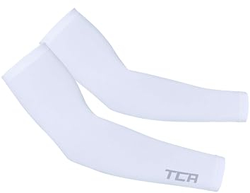 TCA Arm Sleeves with UPF 50+, Anti-Slip, All-Season Arm Warmers for Men and Women Breathable Outdoor for Cycling, Running, Gaming, Compression Sleeve Arm - White, M