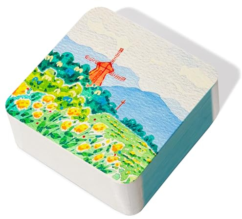 Lightwish Carta quadrata per acquerelli, 100% cotone senza acidi, stampa a freddo per schizzi, 60 fogli da 6,5 x 6,5 cm, carta sigillata con colla su entrambi i lati