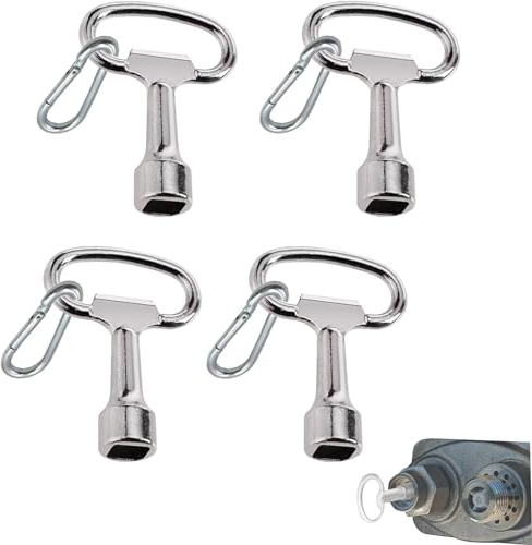 TREABEAR 8mm Chiave Quadrata Dell'Edificio - 4Pcs con Moschettoni, Quadra Universale, Sfiato Termosifoni per Contatore Acqua Aspettare