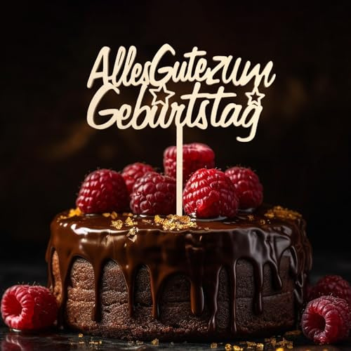 DazzJoy Alles Gute zum Geburtstag TortendekoHolz Happy Birthday Cake Topper | Kuchen Deko Geburtstag,Torten Topper Geburtstagdeko,Happy Birthday Tortendeko Geburtstag für Mädchen Jungen Frauen Mann