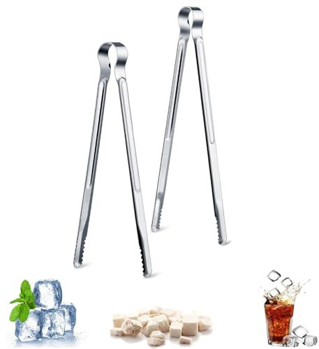 YuanYouTong 2 Pcs Kitchen Tongs, 10 inch Stainless Steel Food Serving Tongs, Metal Tongs with Non-Slip Grip, for Buffet, Bread, Ice, Sweet, Sugar Cubes, Cake, Steak, Meat, Pasta, Candy, Party, Cooking