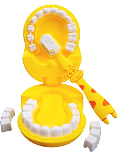 Misaakoeq Jouet De Brossage avec Brosse à Dents Girafe Mignonne - Conception Articulée Mobile pour l'Education Précoce des Tout-Petits